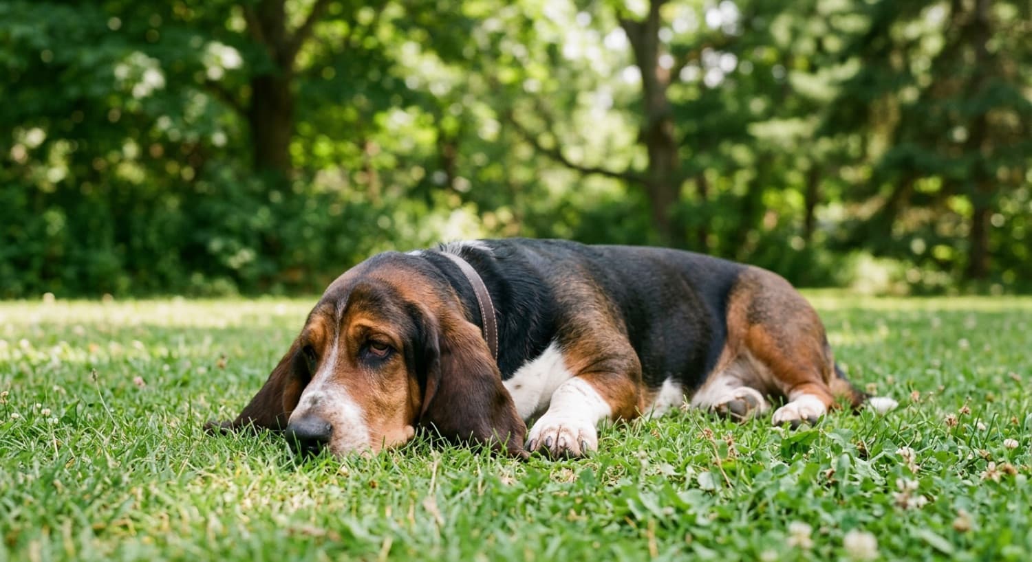 A Basset Hound being examined at a Vancouver veterinary clinic