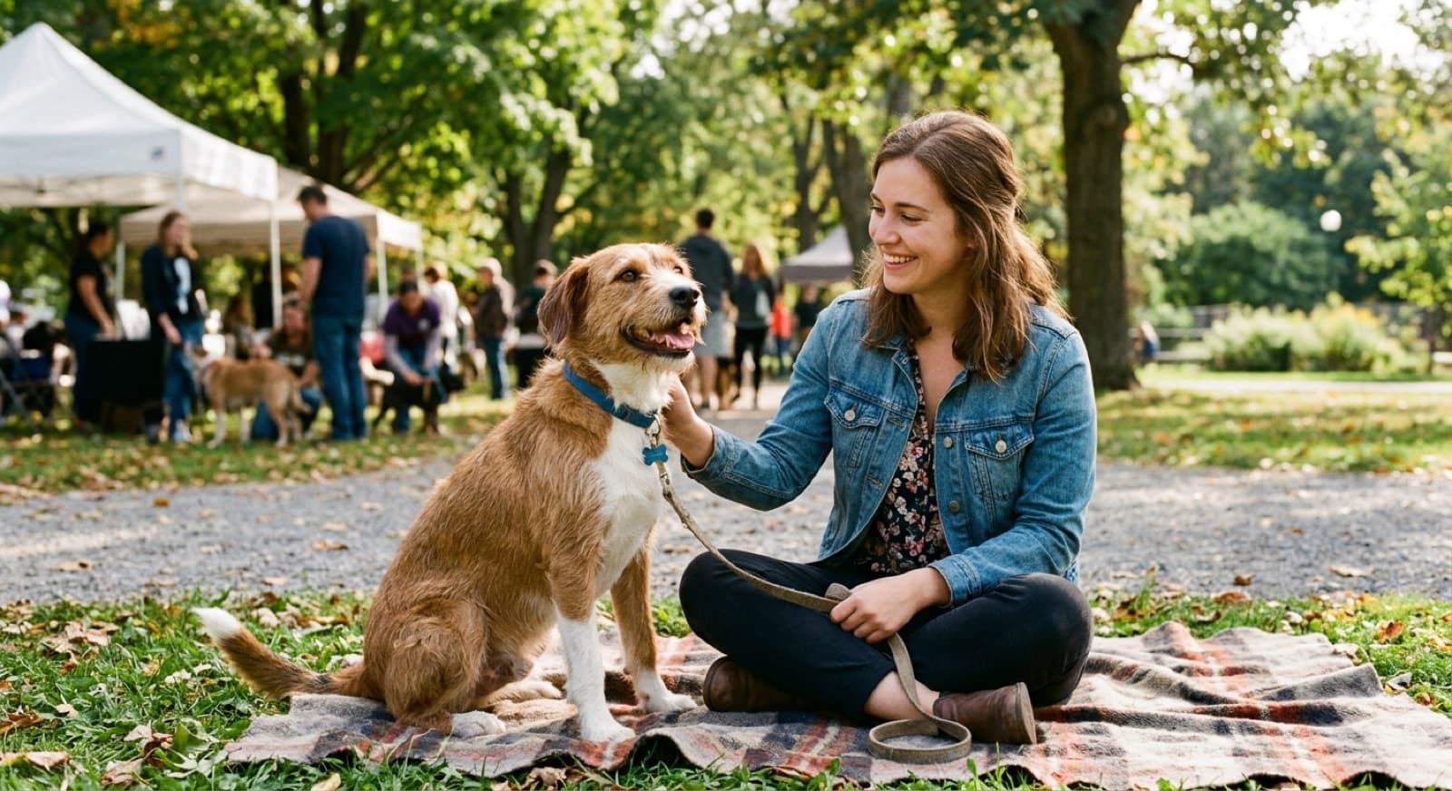 A friendly adoptable rescue dog at an Ottawa adoption meet-and-greet