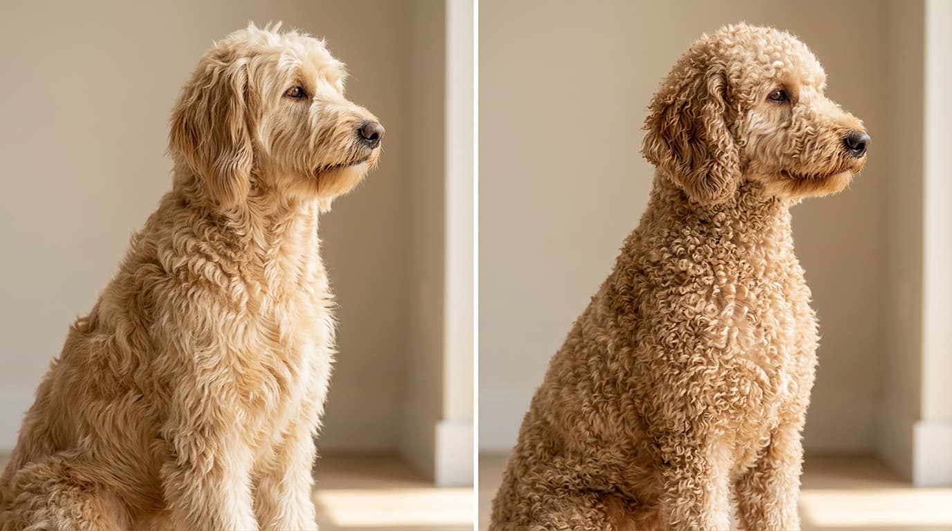 F1 vs F1B Doodle coat comparison illustrating the coat-type lottery problem