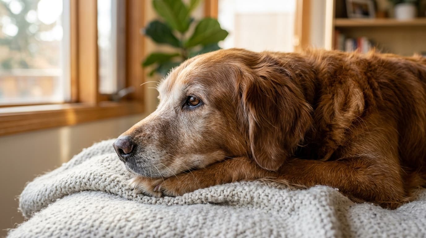 Senior Golden Retriever in profile illustrating breed lifespan and cancer awareness