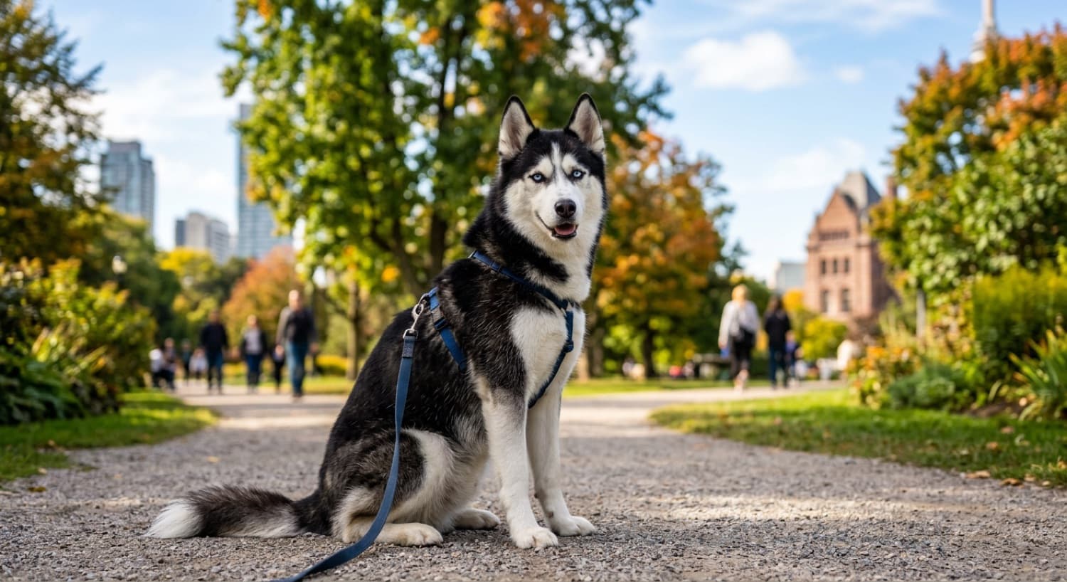 A Siberian Husky being examined at a Montreal veterinary clinic