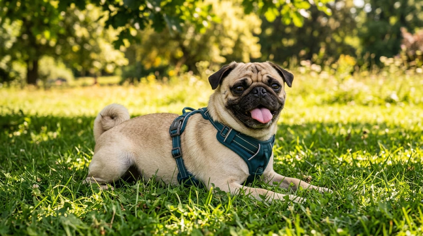A pug outdoors in cool weather in Toronto
