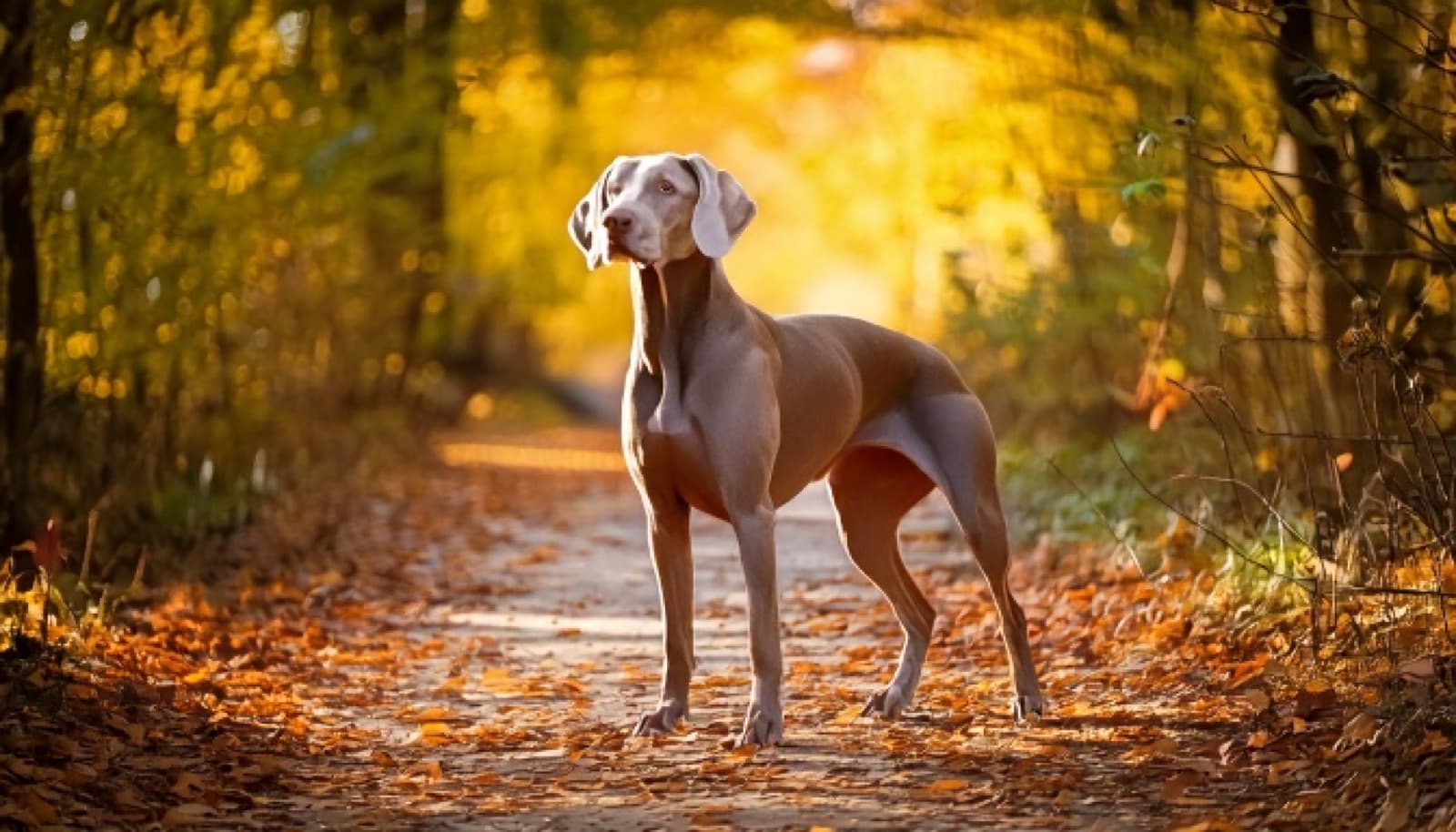 An adoptable silver-grey Weimaraner in a Toronto park