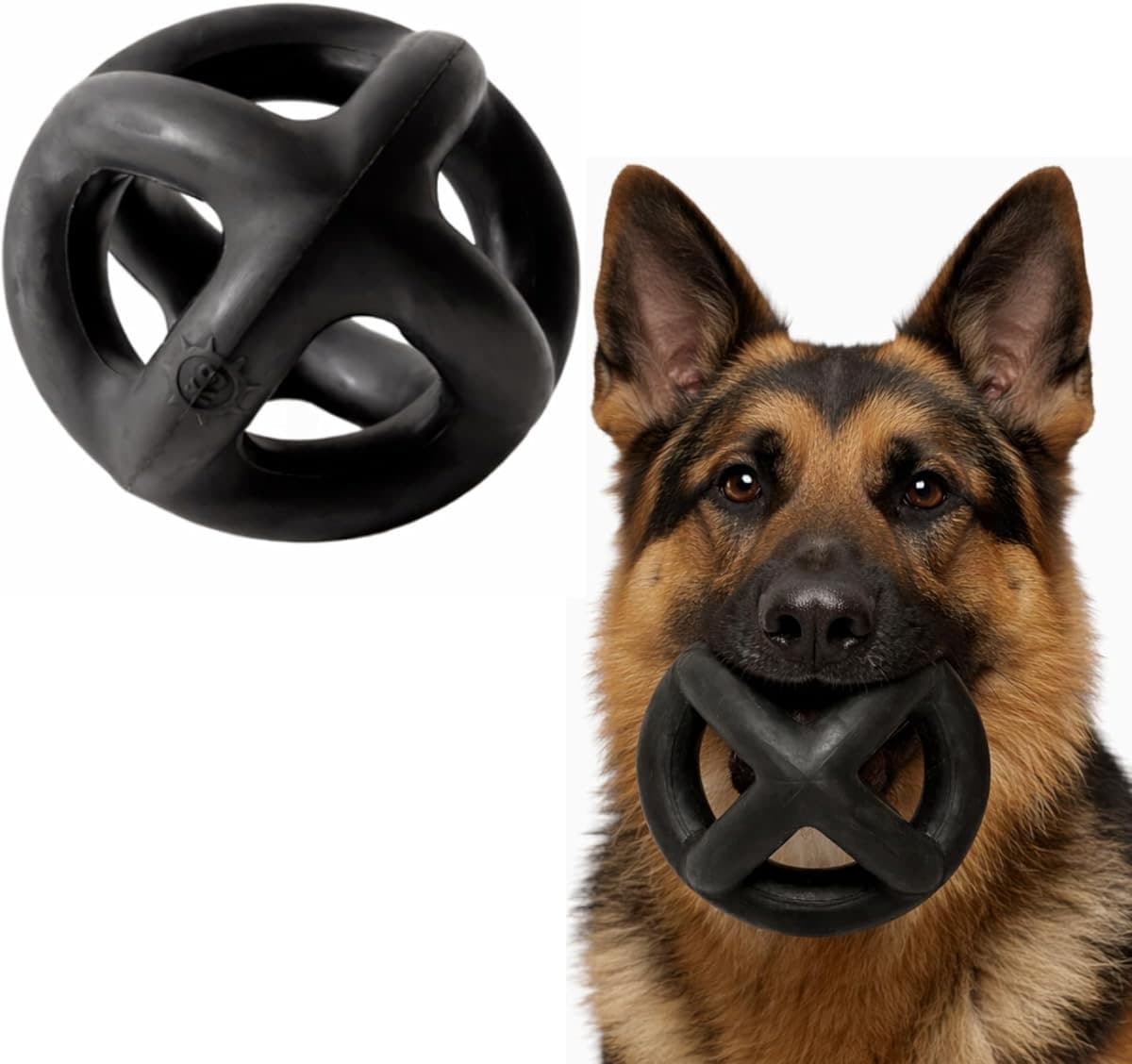Monster K9 ultra-durable natural rubber dog ball built for strong power chewers