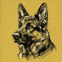 German Shepherd rescue dog illustration