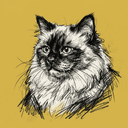 Birman rescue cat illustration