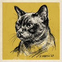 Burmese rescue cat illustration