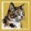 Calico rescue cat illustration