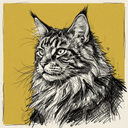 Maine Coon rescue cat illustration