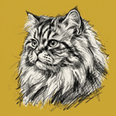 Persian rescue cat illustration