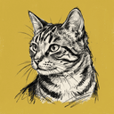Tabby rescue cat illustration