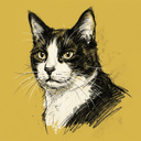 Tuxedo rescue cat illustration
