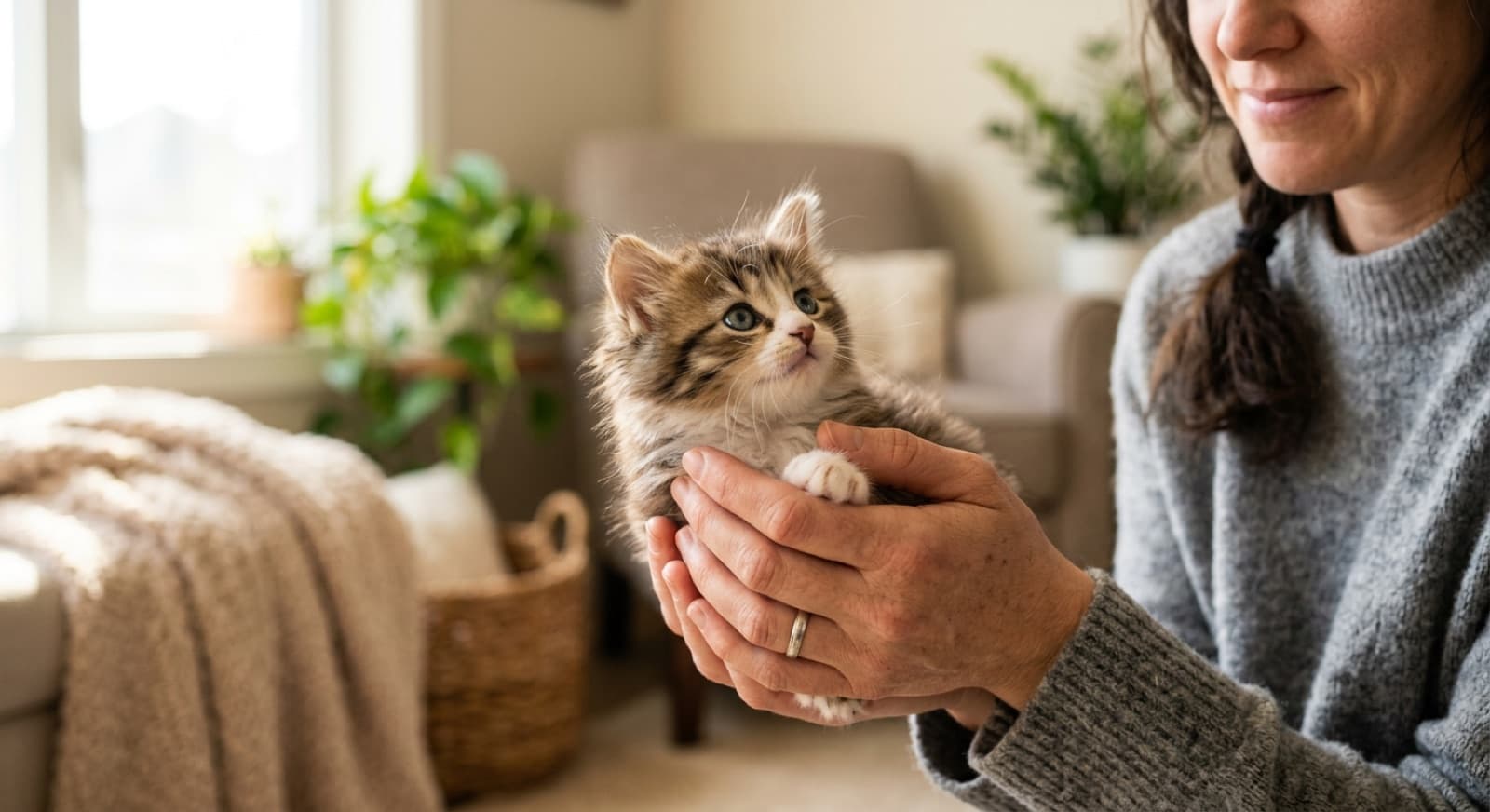 A foster kitten being cared for in a cozy Vancouver home