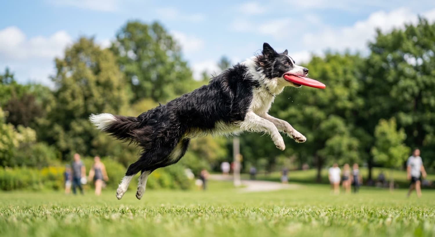 A Border Collie doing agility or focused work in an Ottawa park