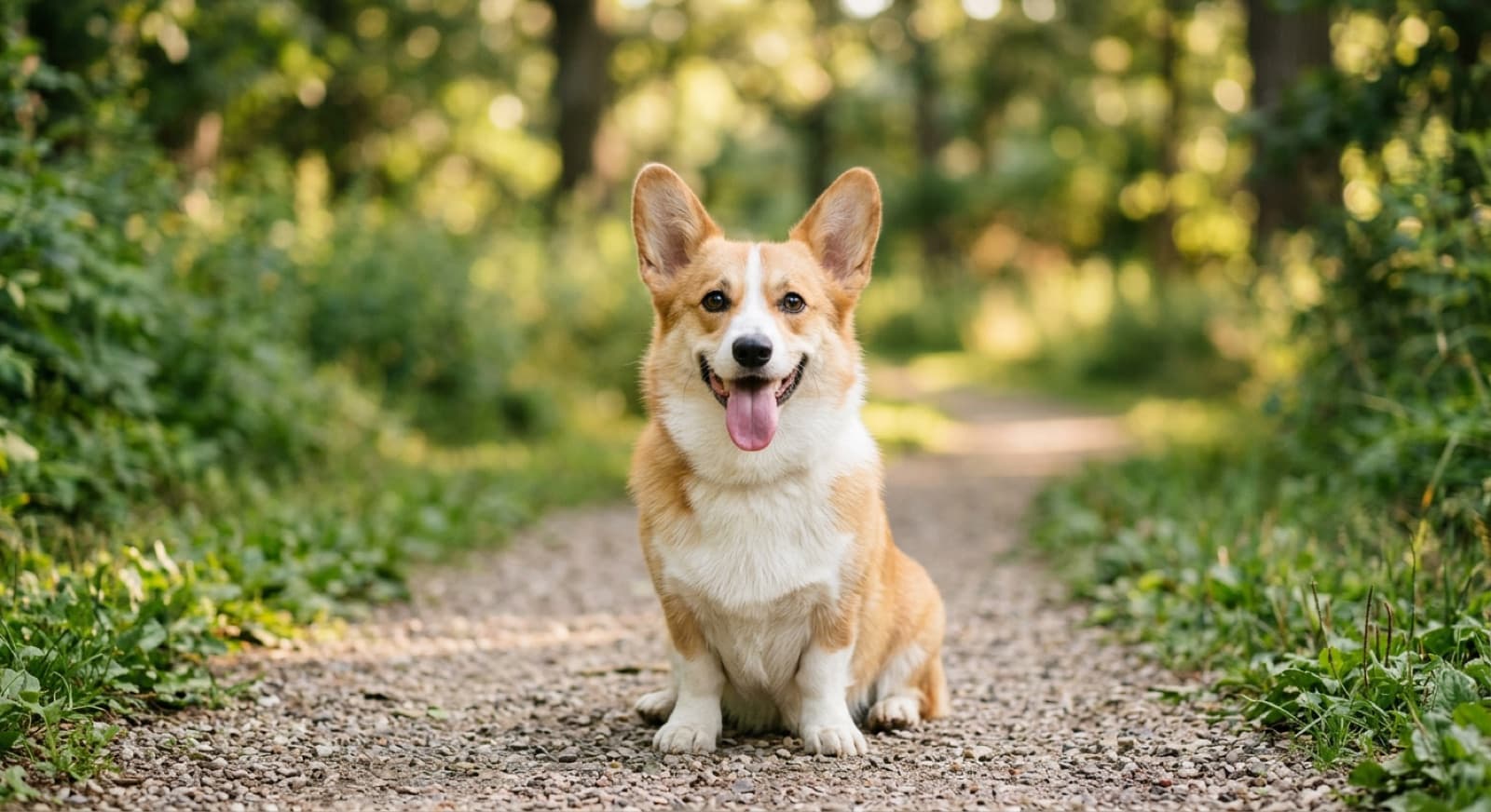 An adoptable Corgi on a leash in a Toronto park
