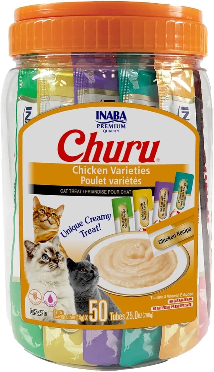 Inaba Churu lickable cat treats 50-tube variety canister