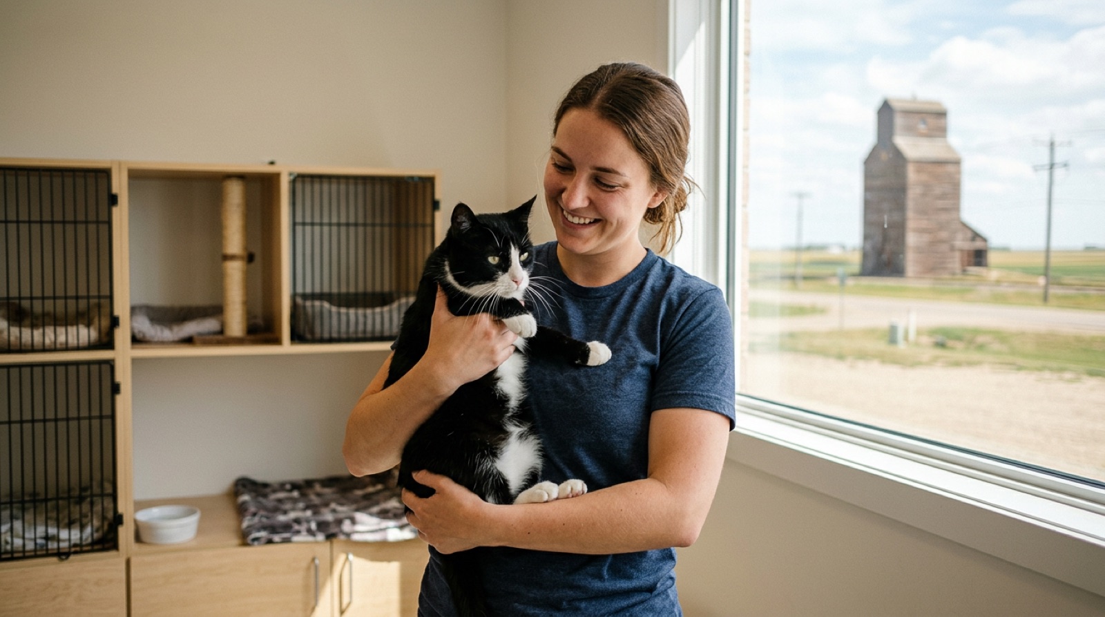 Rescue cat waiting for adoption at a shelter in Estevan Saskatchewan
