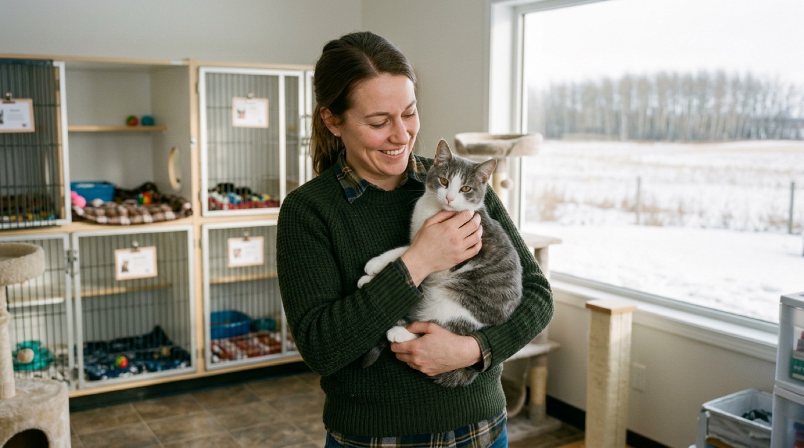 Rescue cat waiting for adoption at a shelter in Melfort Saskatchewan