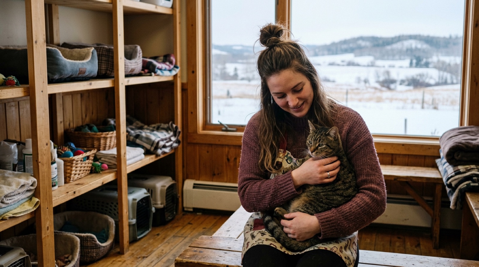 Rescue cat waiting for adoption at a shelter in Swan River Manitoba