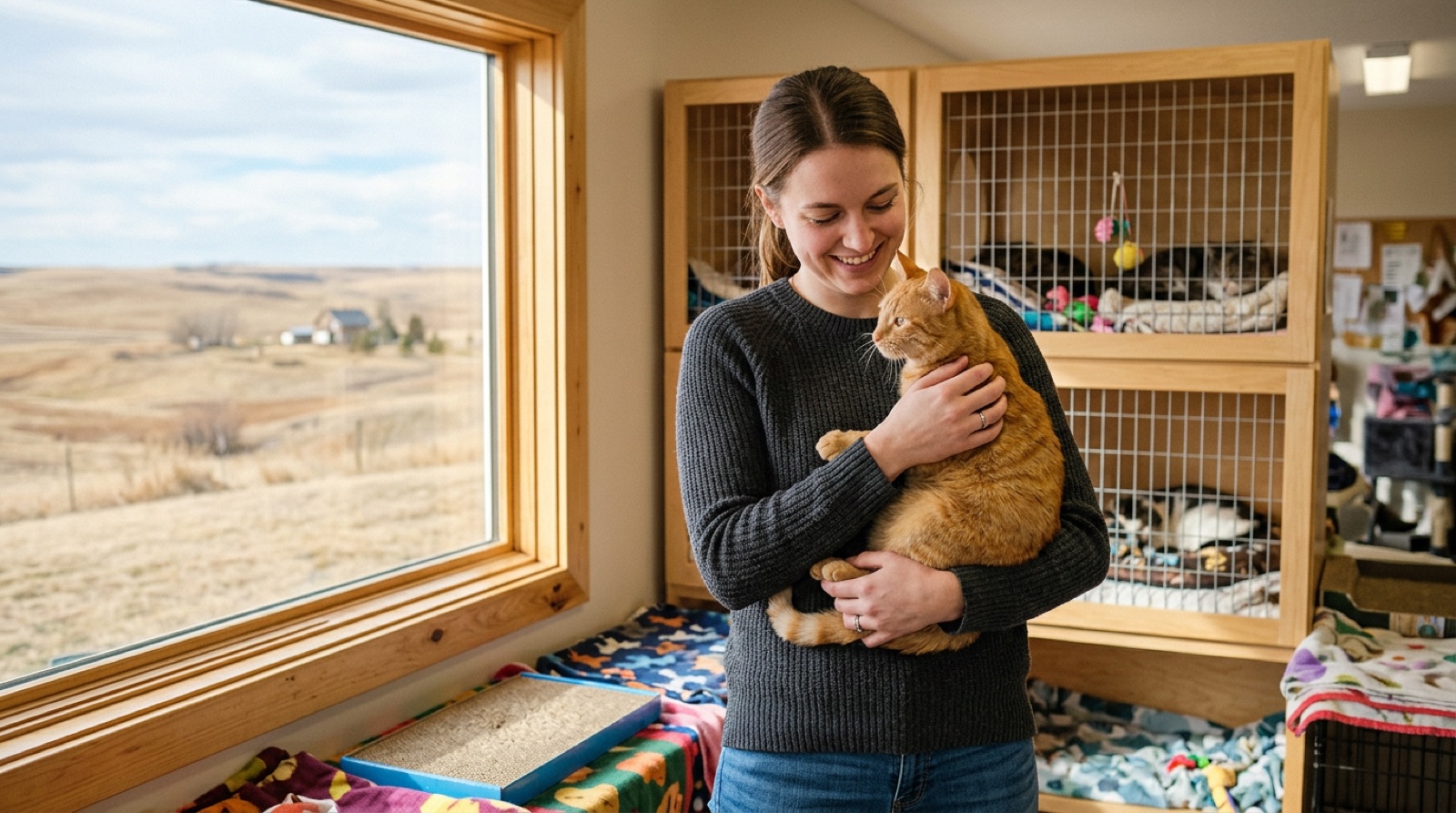 Rescue cat waiting for adoption at a shelter in Swift Current Saskatchewan