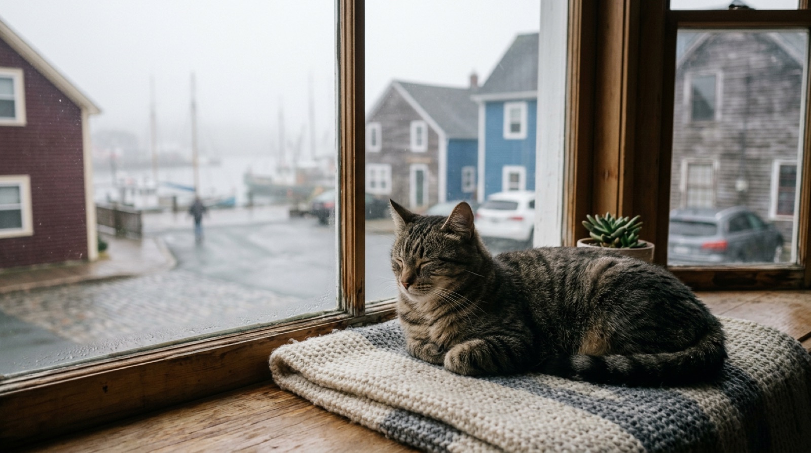 Adopted cat relaxing at home in Halifax