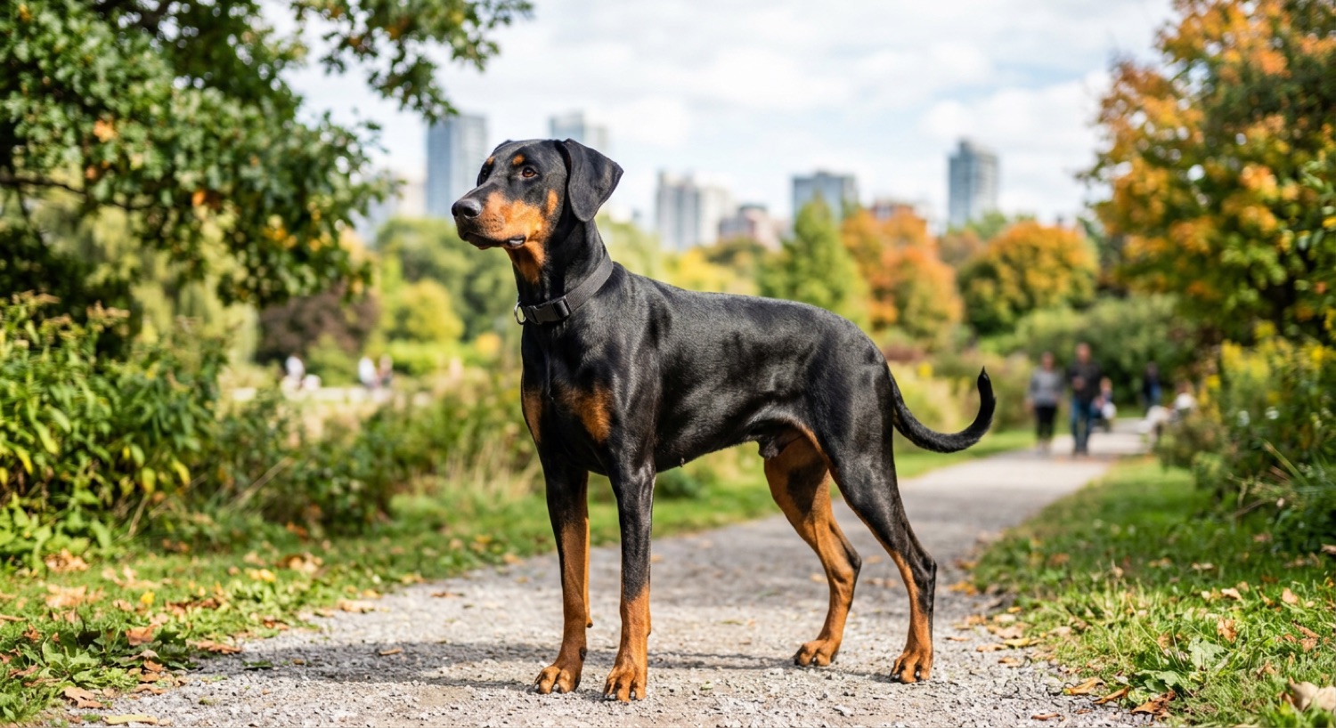 A Doberman at home in Canada, waiting for a responsible rehoming match
