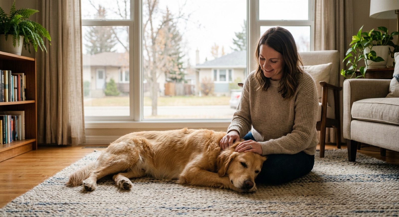 A dog at home in Red Deer waiting for a responsible rehoming match