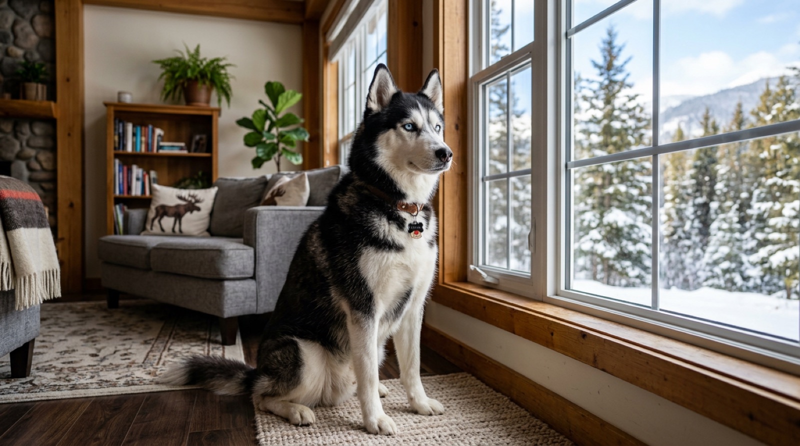 A Husky at home in Canada, waiting for a responsible rehoming match