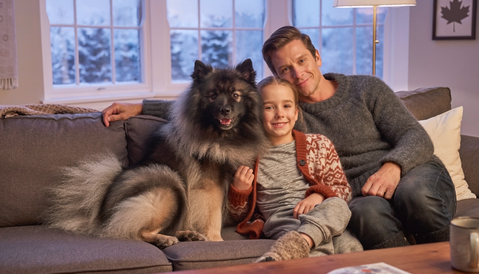 A Keeshond at home in Canada, waiting for a responsible rehoming match