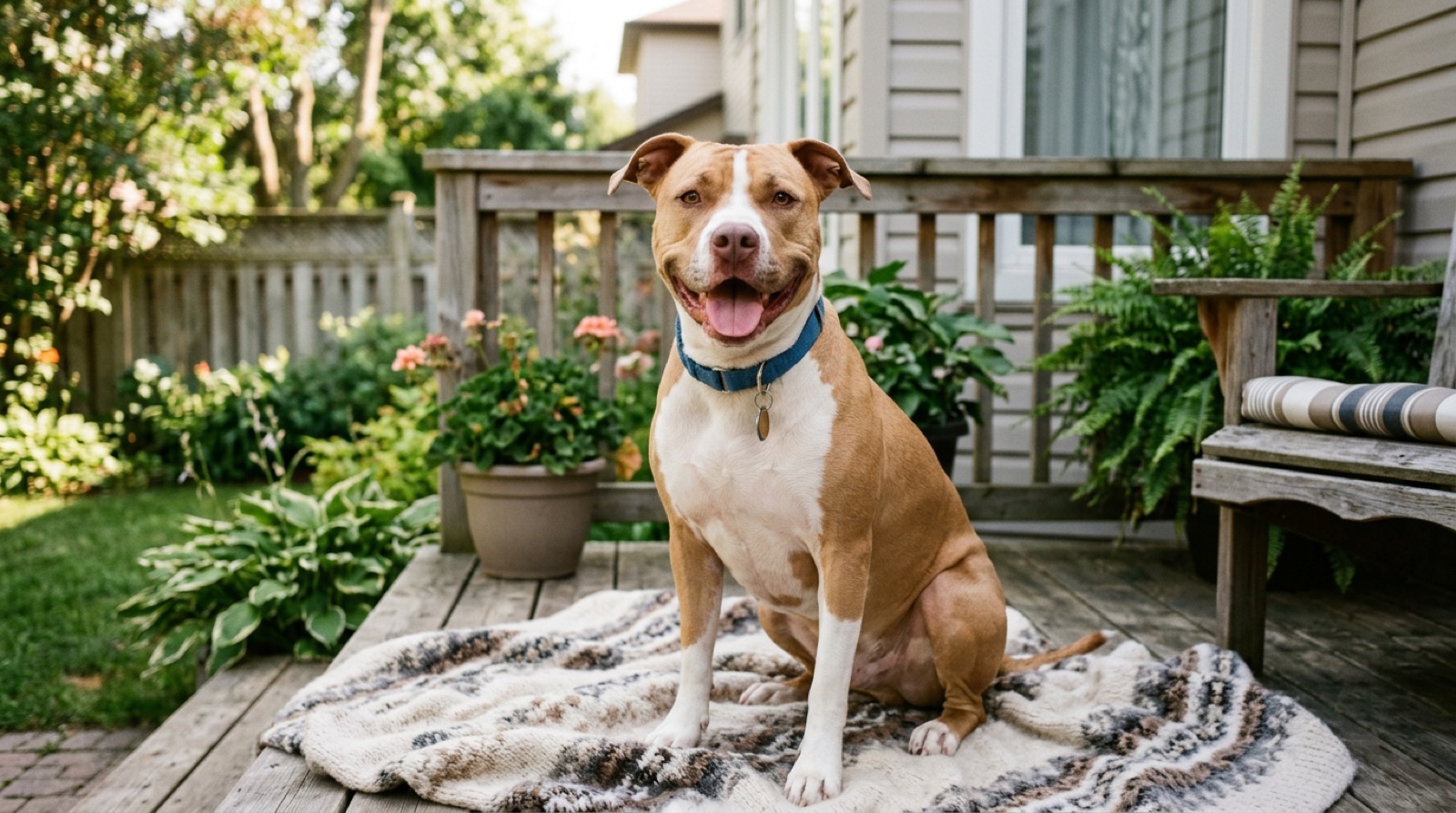 A Pit Bull at home in Canada, waiting for a responsible rehoming match